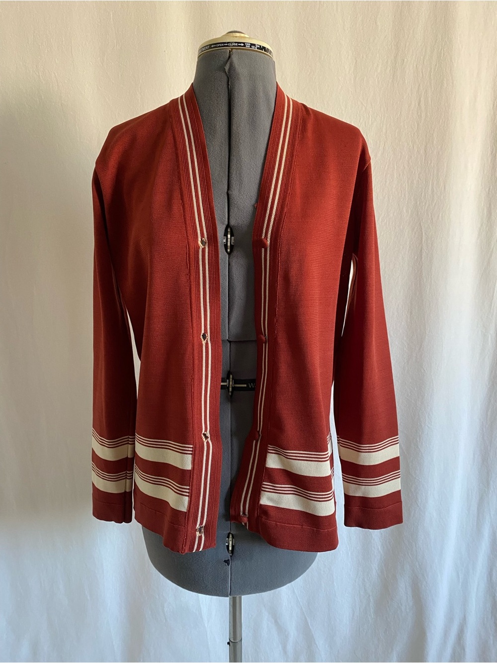 Vintage 60s/70s Rust Striped Cardigan Sweater
